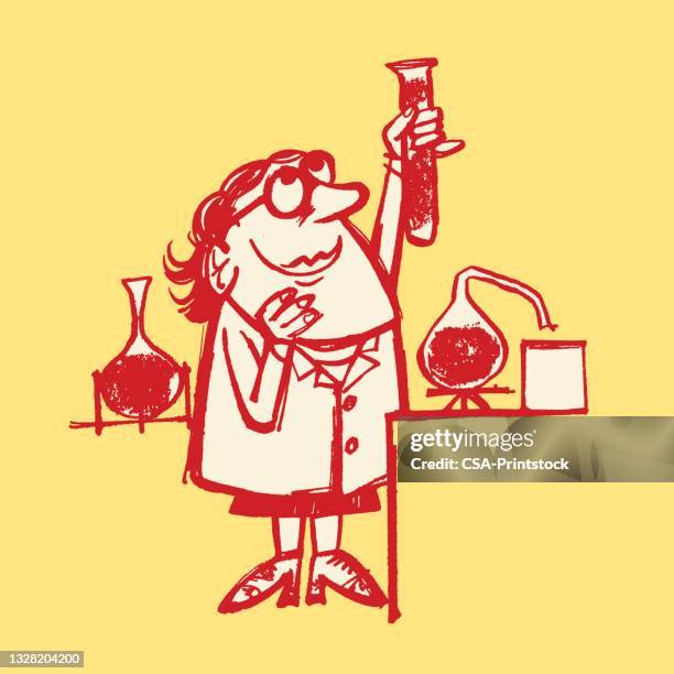 female chemist working in laboratory - lab worker looking up stock illustrations