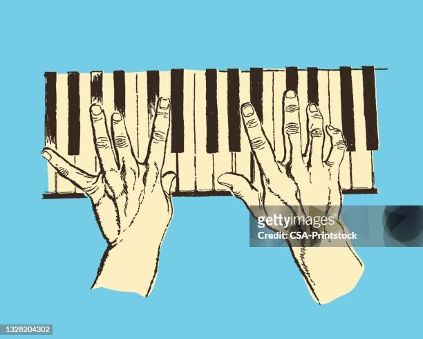 ilustraciones, imágenes clip art, dibujos animados e iconos de stock de ilustración de manos tocando el piano - pop musician