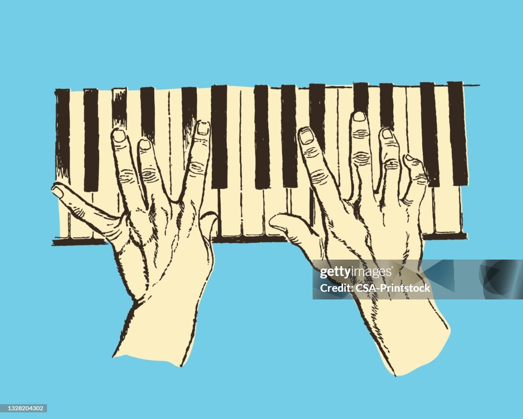 Illustration of hands playing piano