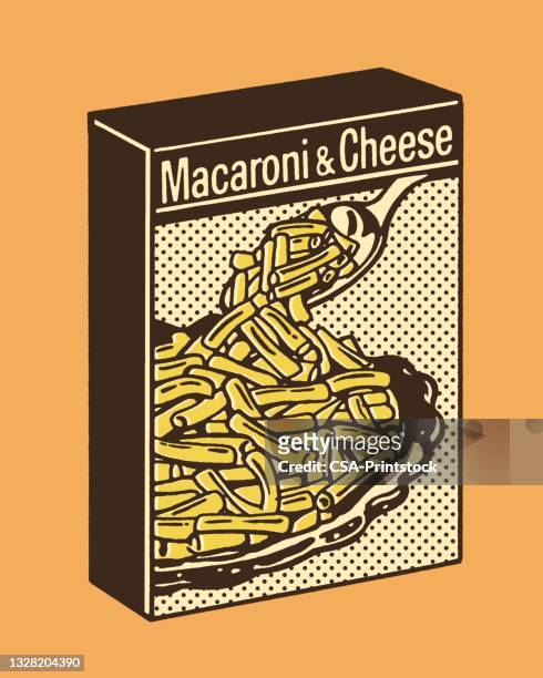 stockillustraties, clipart, cartoons en iconen met illustration of box with macaroni and cheese - macaroni and cheese