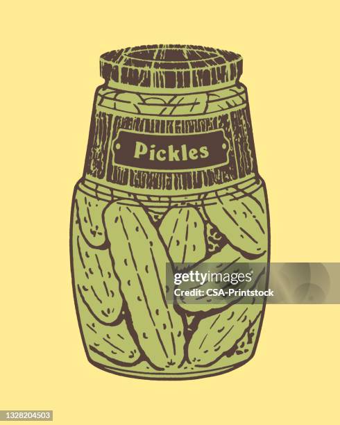 stockillustraties, clipart, cartoons en iconen met illustration with jar of pickles - augurk