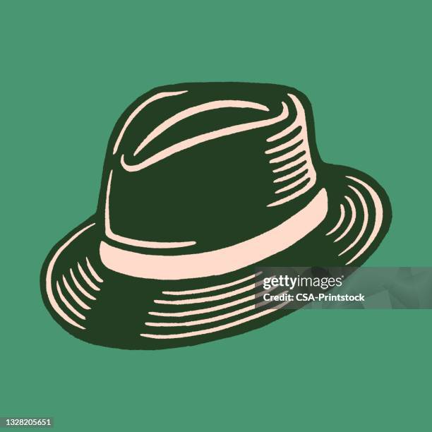 black old-fashioned fedora - trilby stock illustrations