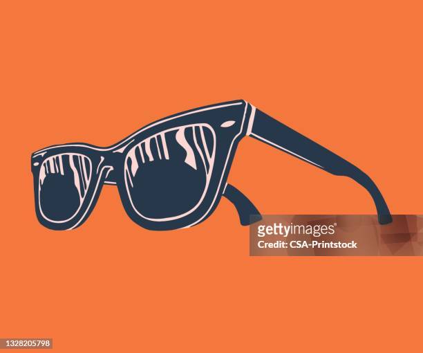 pair of old-fashioned sunglasses - sunglasses single object stock illustrations