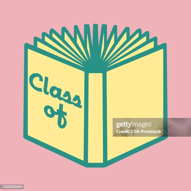 open fanned out yearbook - fanned book stock illustrations