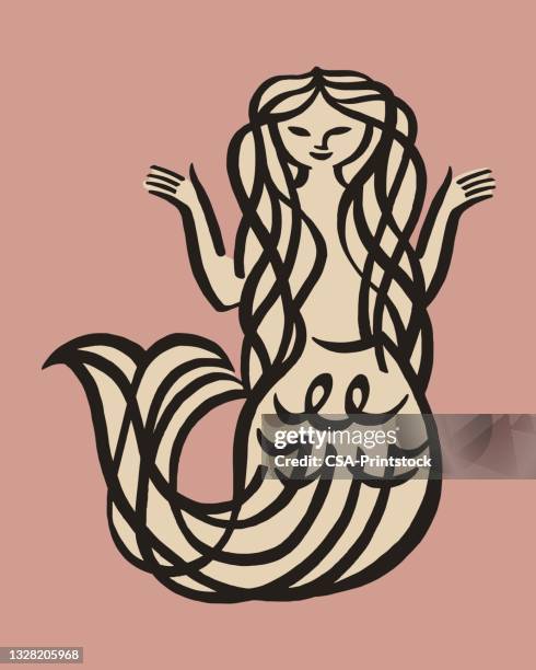 illustration with mermaid - fantasy mermaid stock illustrations