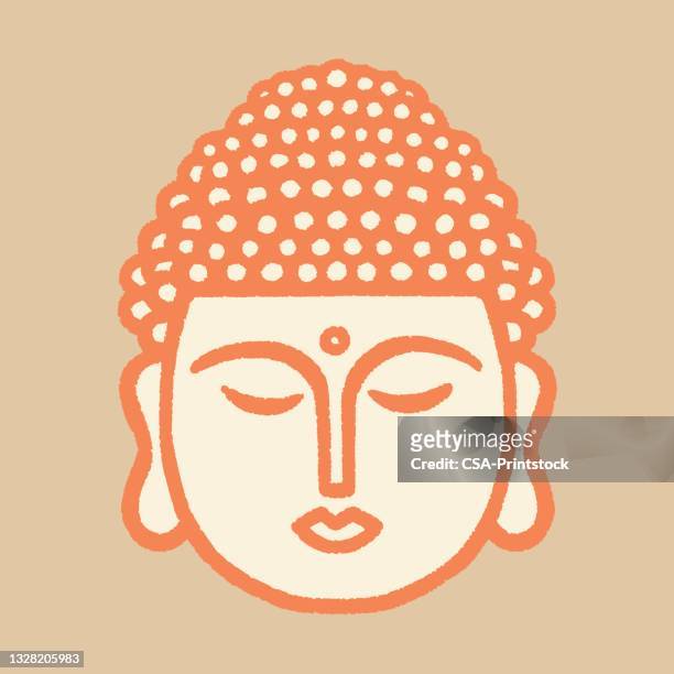 stockillustraties, clipart, cartoons en iconen met illustration with buddha head - buddha face