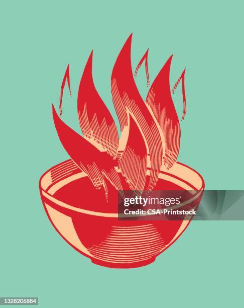 ilustraciones, imágenes clip art, dibujos animados e iconos de stock de flaming hot bowl de sopa - sopa images