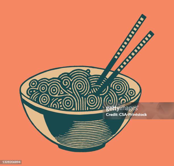 ilustraciones, imágenes clip art, dibujos animados e iconos de stock de tazón de fideos - chopsticks