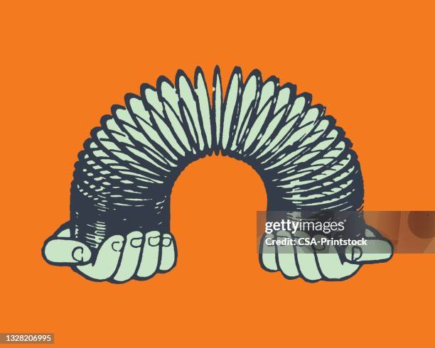 wire spring toy - slinky stock illustrations