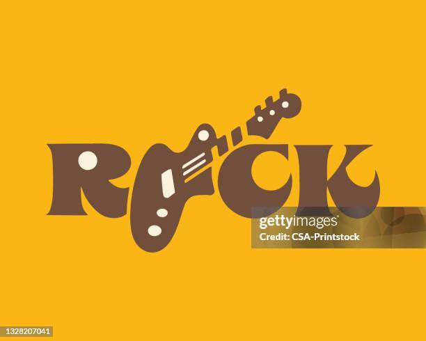 rock guitar - rock font stock illustrations