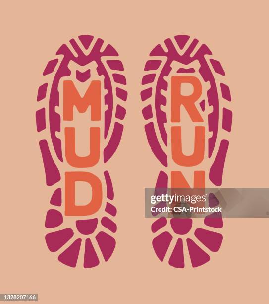 illustrations, cliparts, dessins animés et icônes de mud run shoe print - instructeur