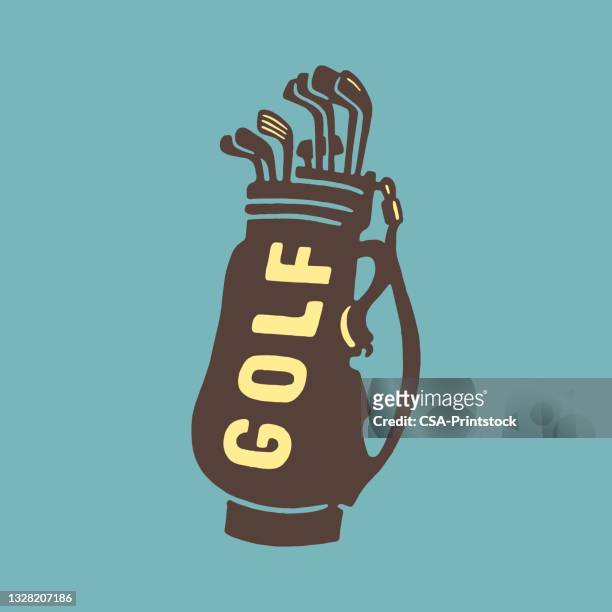 golf bag and clubs - golf club stock illustrations