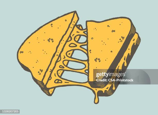 stockillustraties, clipart, cartoons en iconen met grilled cheese sandwich - boterham met kaas