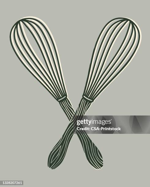 two whisks - kitsch kitchen stock illustrations