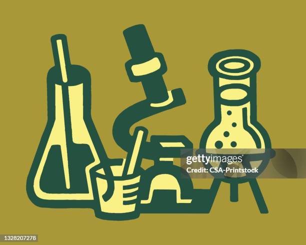 chemistry laboratory equipment - beaker logo stock illustrations