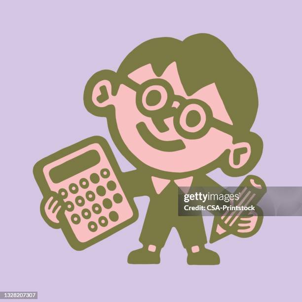 mathematician - nerd kid stock illustrations