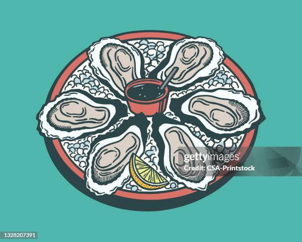 illustrazioni stock, clip art, cartoni animati e icone di tendenza di piatto di ostriche - ostrica
