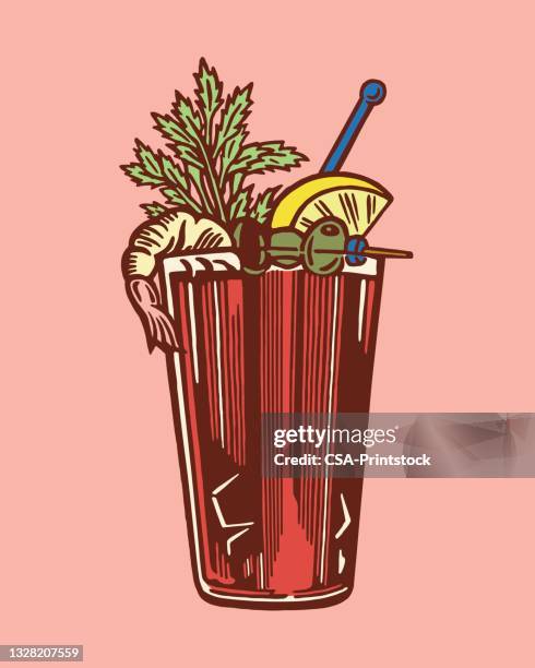 bloody mary cocktail - bloody mary stock illustrations