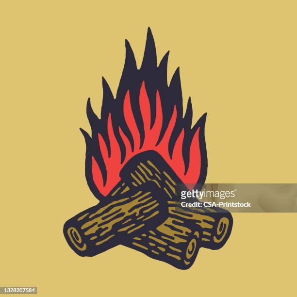 bonfire - camping illustration stock illustrations