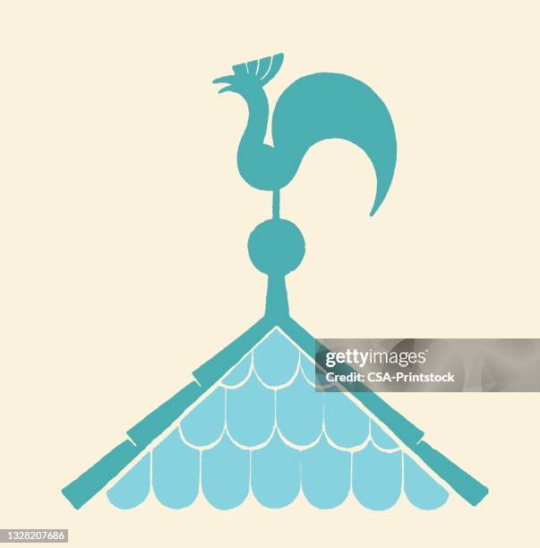 rooster weathervane - roof logo stock illustrations