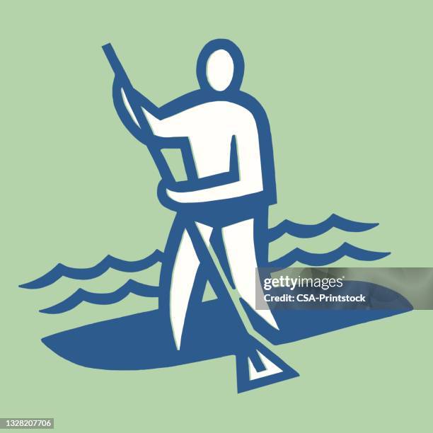 stand up paddleboarding - paddleboarding stock illustrations