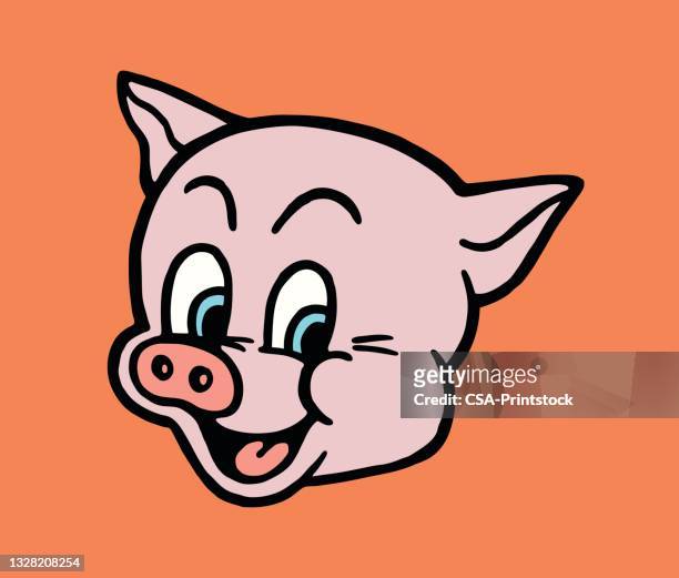 smiling pig - pig stock illustrations