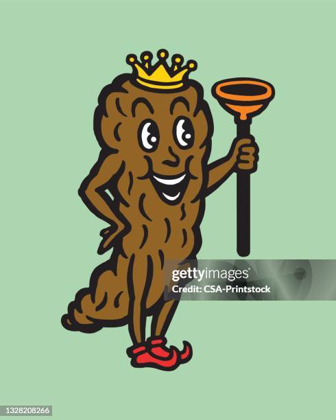 king poop with plunger - stool stock illustrations