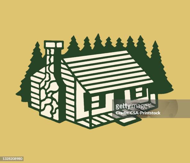 cabin in the woods - cottage stock illustrations