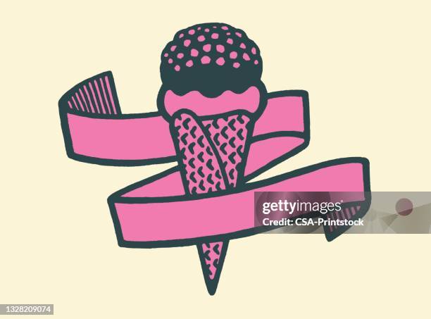 stockillustraties, clipart, cartoons en iconen met ice cream cone banner - dairy logo