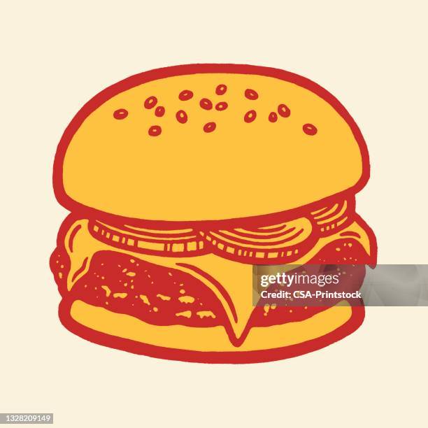 "cheeseburger" von kathy feeney - burger stock-grafiken, -clipart, -cartoons und -symbole