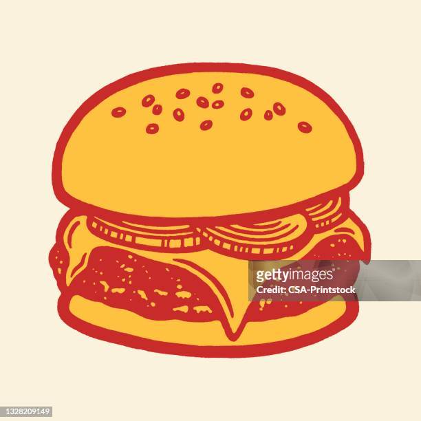 cheeseburger - hamburger stock illustrations