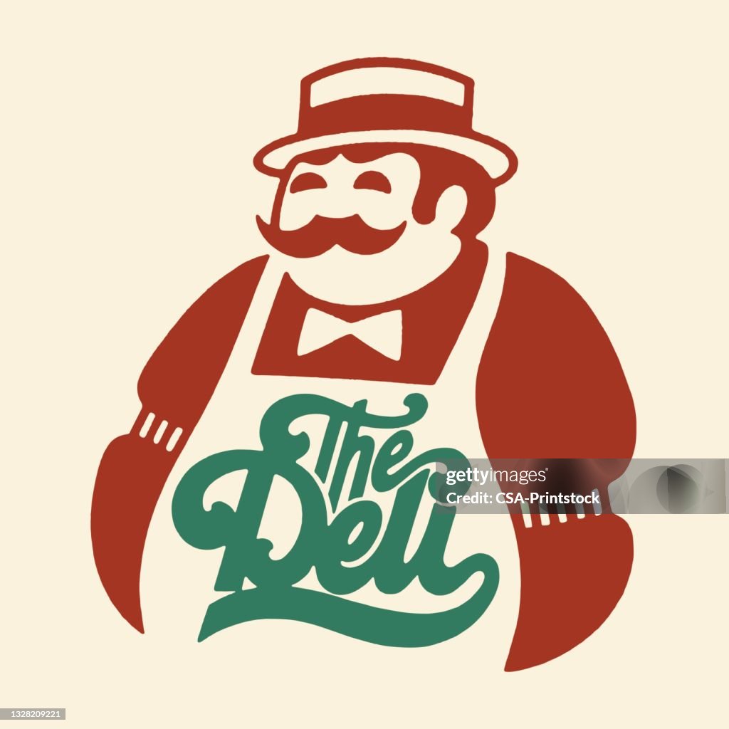 Man with Hat Mustache Apron