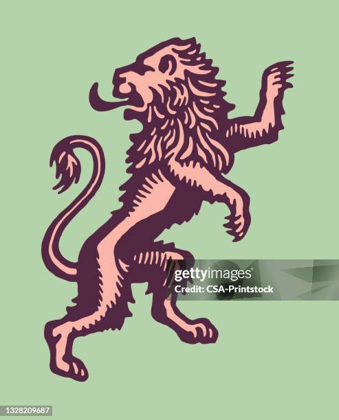 rampant lion - lion tail stock illustrations