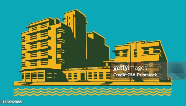 seaside resort - waterfront stock illustrations