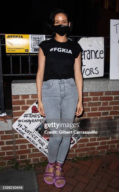 Harvey Weinstein's sexual assault survivor Tarale Wulff attends a Vigil For Survivors In Protest Of Bill Cosby's Overturned Conviction at...