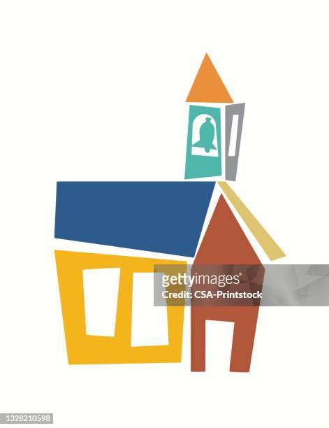 schoolhouse icon - school logo stock illustrations