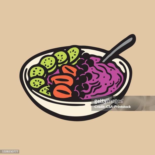 bowl of food - acai berry stock illustrations