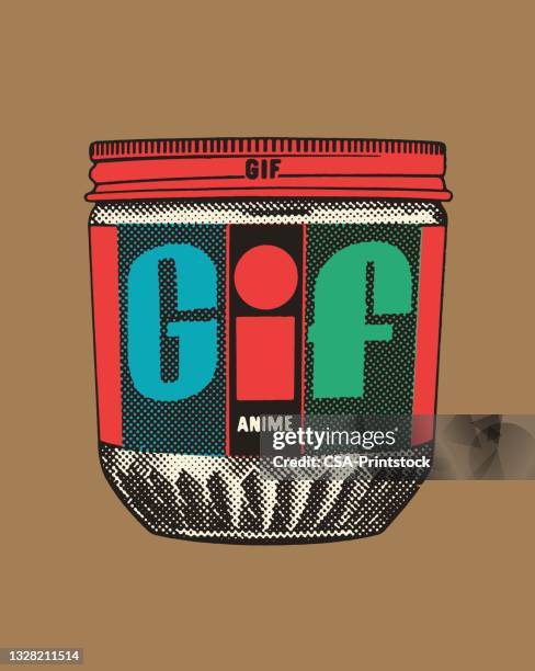 stockillustraties, clipart, cartoons en iconen met gif jar - gif
