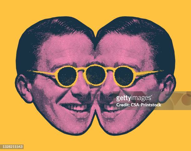 mirror image of mans face - twin stock illustrations