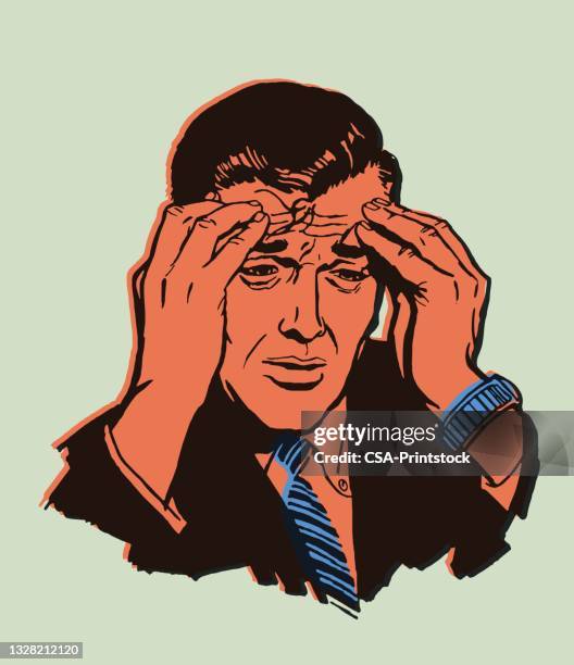 stressed man - regret stock illustrations