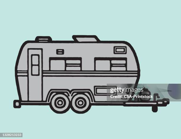camper trailer - trailer stock illustrations