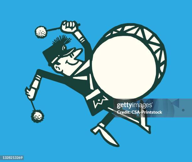 ilustraciones, imágenes clip art, dibujos animados e iconos de stock de banda de música bombista - banda de marcha