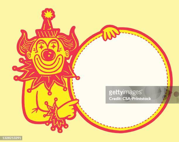 clown with a sign - clown stock illustrations