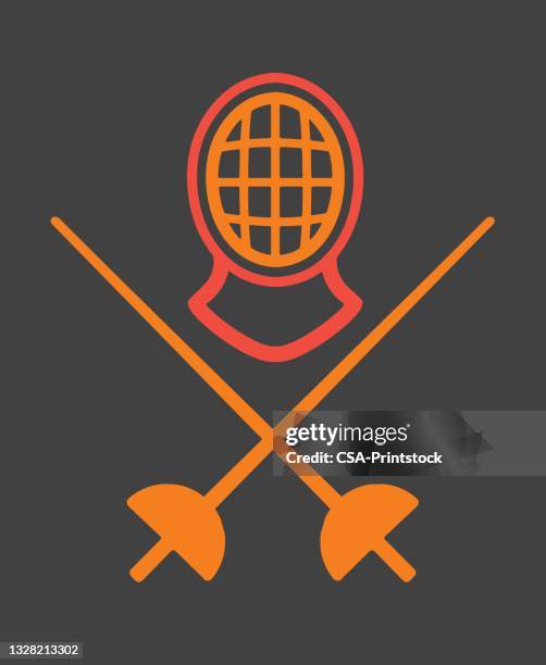 fencing equipment - crossed swords stock illustrations