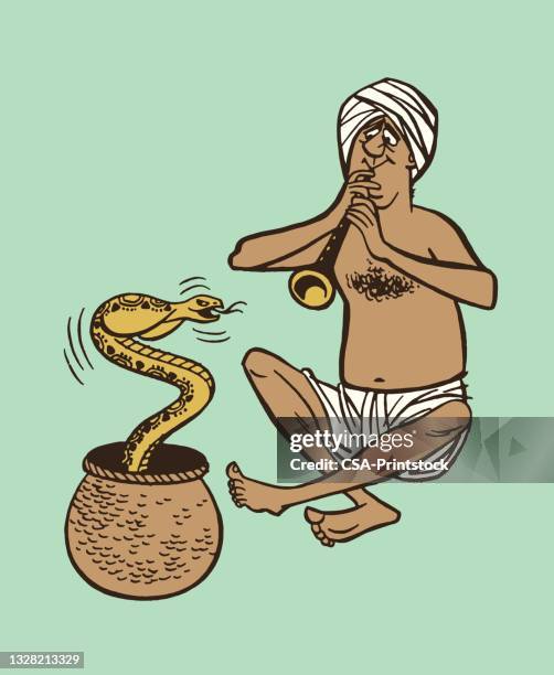 snake charmer - cobra stock illustrations