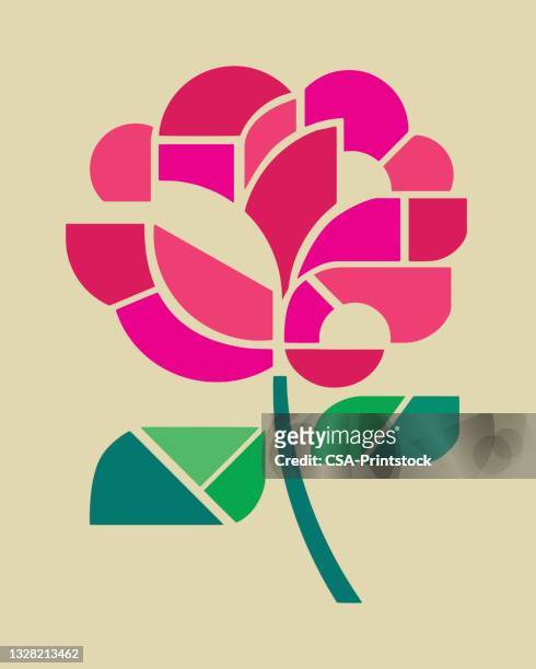 abstract rose in pieces - flower logo stock illustrations