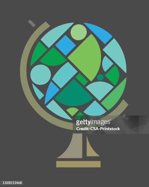 abstrakter globus in stücken - mosaik stock-grafiken, -clipart, -cartoons und -symbole