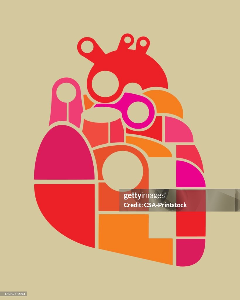 Abstract Heart in Pieces
