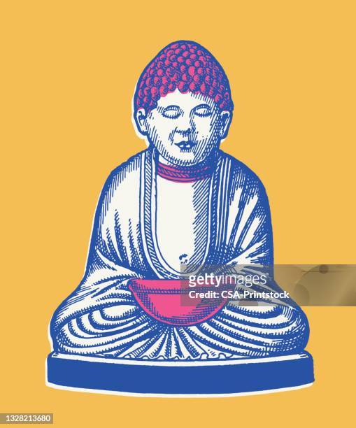 meditating buddha - buddha stock illustrations