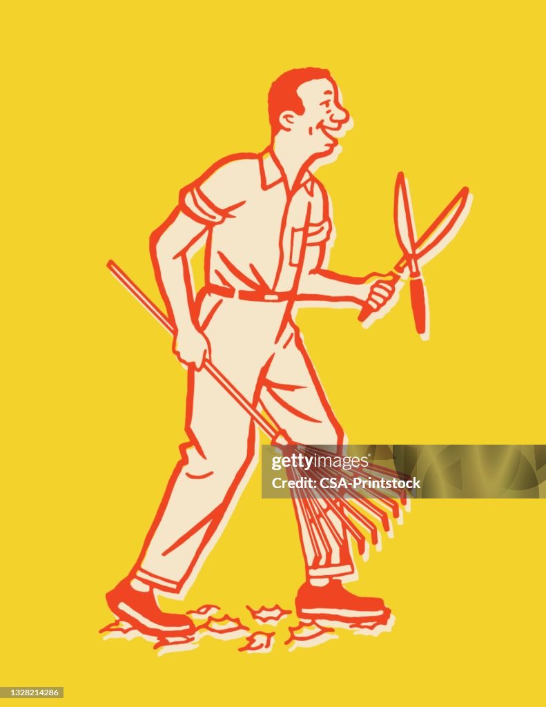 Man Doing Yardwork